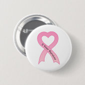 5 jaar Survivor Pink Ribbon Button (Voorkant /achterkant)