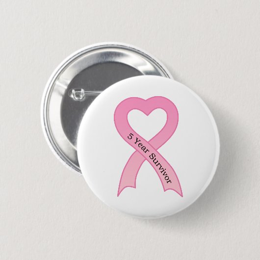 5 jaar Survivor Pink Ribbon Button (Voorkant /achterkant)