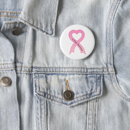 5 jaar Survivor Pink Ribbon Button (In situ)