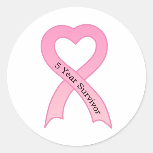 5 jaar Survivor Pink Ribbon Sticker (Voorkant)