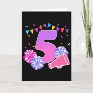 5 Jaar Verjaardag Cheerleading Meisje 5de Feestje Kaart