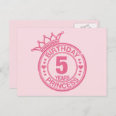5 jaar - Verjaardag Prinses - roze Briefkaart (Voorkant / Achterkant)