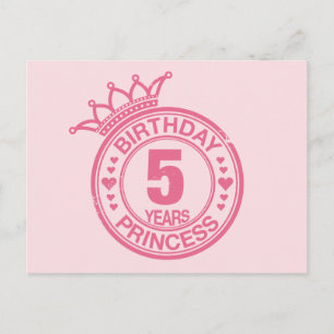 5 jaar - Verjaardag Prinses - roze Briefkaart