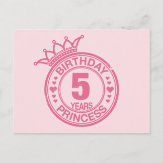 5 jaar - Verjaardag Prinses - roze Briefkaart