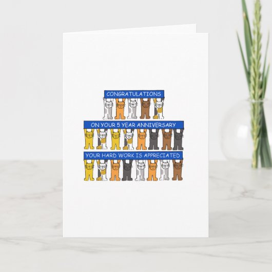 5 jaar werk Jubileum Gefeliciteerd Cats Kaart (Voorkant)