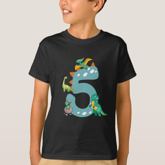 5-jarig jongetje Dinosaur Trex Dino 5 jaar oud T-shirt (Voorkant)