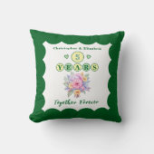 5-jarig jubileum: Gerbera Bloemen Groen Kussen (Voorkant)