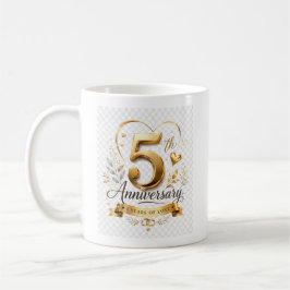 5-jarig jubileum Gouden Elegante Ontwerp Koffiemok