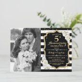 5-jarig jubileum met foto - Goud Zwart Kaart (Staand voorkant)