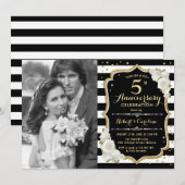 5-jarig jubileum met foto - Goud Zwart Kaart (Voorkant / Achterkant)