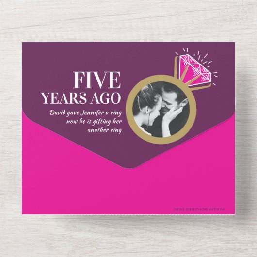 5-jarig jubileum Pink Tourmaline dinermenu RSVP All In One Uitnodiging (Achterkant)