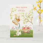 5-jarig jubileum voor peetdochter en dieren kaart (Gele Bloem)