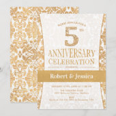 5-jarig jubileumfeest - Goud Wit Kaart (Voorkant / Achterkant)