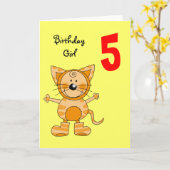 5 jarig meisje kaart (Gele Bloem)