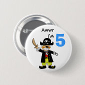 5-jarige piratenjongen ronde button 5,7 cm (Voorkant /achterkant)