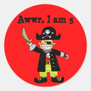 5-jarige piratenjongen ronde sticker