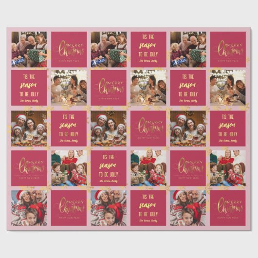 5 je Foto Merry Kerstmis. Cadeaupapier (Vlak)