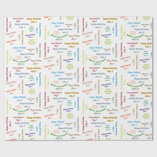 5 juli, 5-jarige cadeaupapier voor het oppakken (Vlak)
