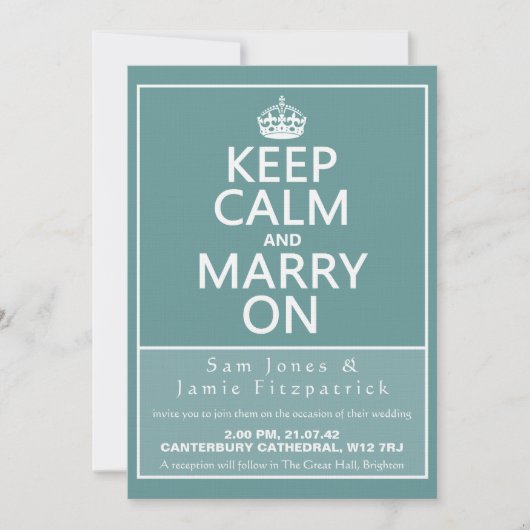 5" Kalm houden en trouwen op huwelijksuitnodiging Kaart (Voorkant)