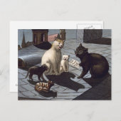 5 Katten met muziekvel zingend 's nachts op een da Briefkaart (Voorkant / Achterkant)