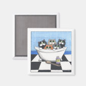 5 katten nemen een bad - kat magneet (Voorkant / Achterkant)