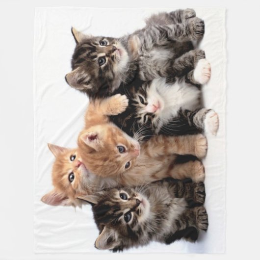 5 KLEINE KITTENS FLEECE DEKEN (Voorkant)