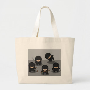 5 Kleine ninja's Grote Tote Bag