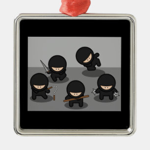 5 Kleine ninja's Metalen Ornament