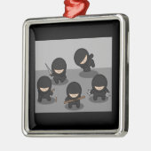 5 Kleine ninja's Metalen Ornament (Links)