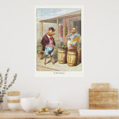 5 kleine varkens: op de markt poster (Keuken)