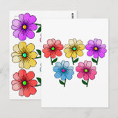 5 Kleur Bloemen Ontwerp Briefkaart (Voorkant / Achterkant)