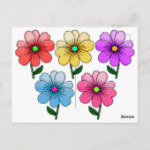 5 Kleur Bloemen Ontwerp Briefkaart (Achterkant)