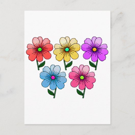 5 Kleur Bloemen Ontwerp Briefkaart (Voorkant)