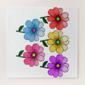 5 Kleur Bloemen Ontwerp  Legpuzzel (Horizontaal)