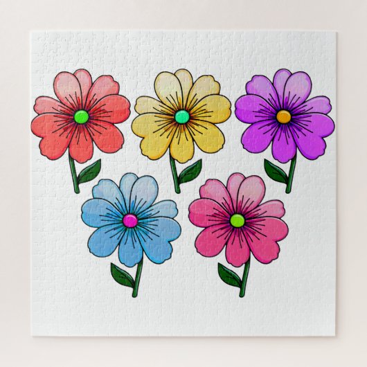 5 Kleur Bloemen Ontwerp  Legpuzzel (Verticaal)