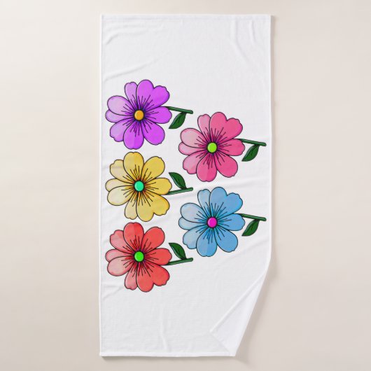 5 kleuren bloemen ontwerp badhanddoek (Badhanddoek)