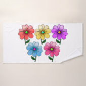 5 kleuren bloemen ontwerp badhanddoek (Badhanddoek)