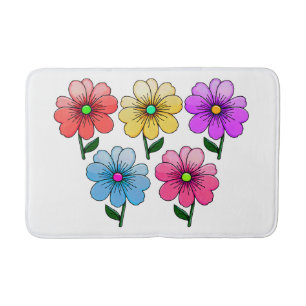 5 kleuren bloemen ontwerp badmat