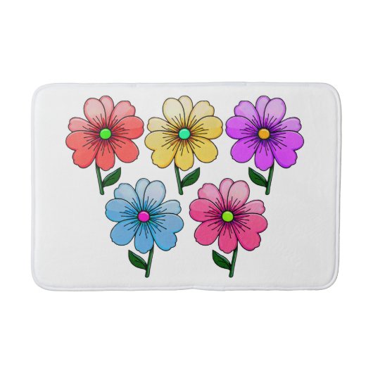 5 kleuren bloemen ontwerp badmat (Voorkant)
