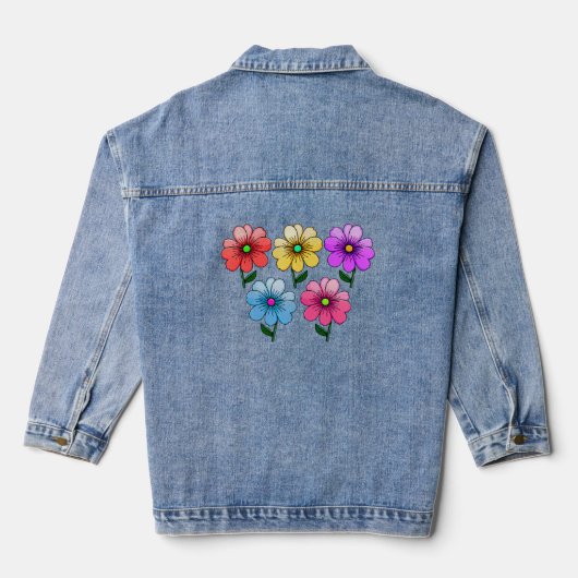 5 kleuren bloemen ontwerp denim jacket (Achterkant)