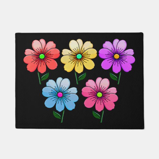 5 kleuren bloemen ontwerp deurmat (Voorkant)