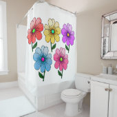 5 kleuren bloemen ontwerp douchegordijn (In situ)