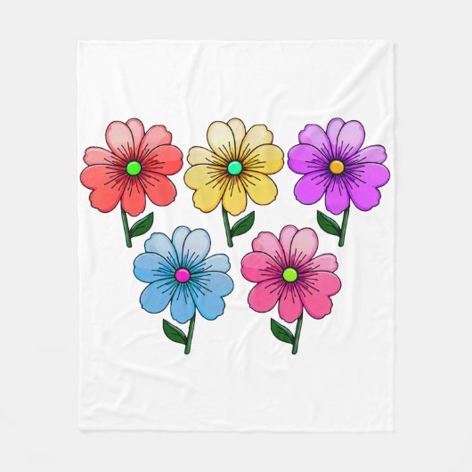 5 kleuren bloemen ontwerp fleece deken (Voorkant)