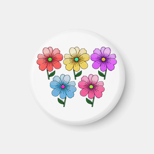 5 kleuren bloemen ontwerp magneet (Voorkant)