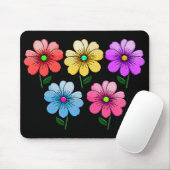 5 kleuren bloemen ontwerp muismat (Met muis)