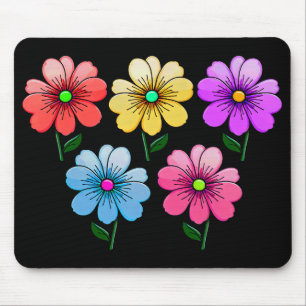 5 kleuren bloemen ontwerp muismat
