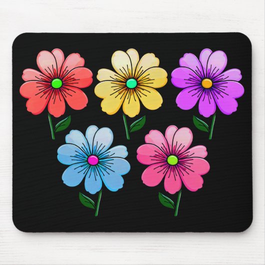 5 kleuren bloemen ontwerp muismat (Voorkant)