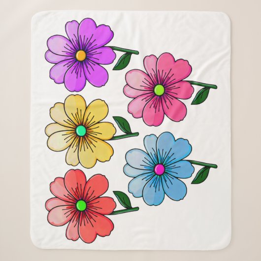5 kleuren bloemen ontwerp sherpa deken (Voorkant)