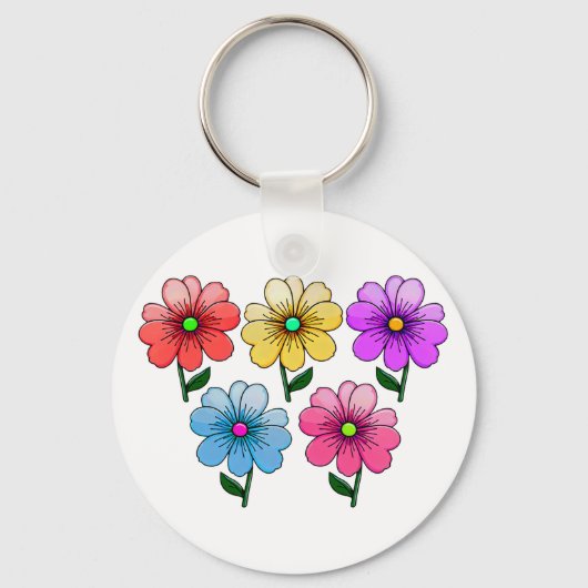 5 kleuren bloemen ontwerp sleutelhanger (Voorkant)