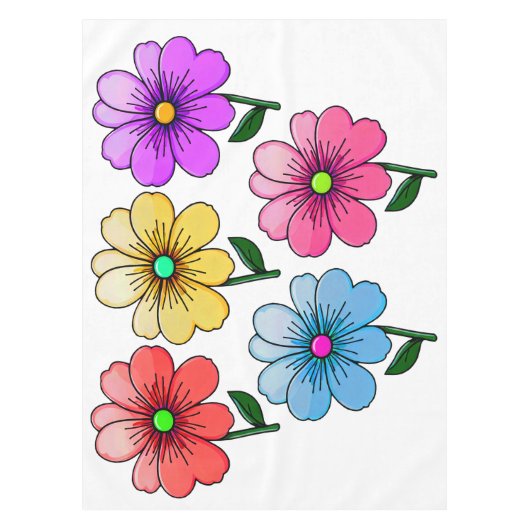 5 kleuren bloemen ontwerp tafelkleed (Voorkant)